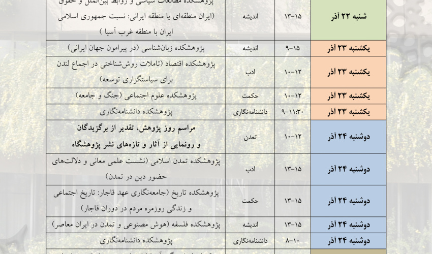 آغاز برنامه‌های هفته پژوهش در پژوهشگاه علوم انسانی و مطالعات فرهنگی / جدول برنامه‌ها